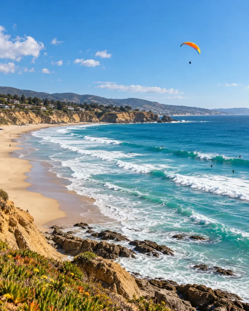 Playa de Maitencillo con olas y surfistas