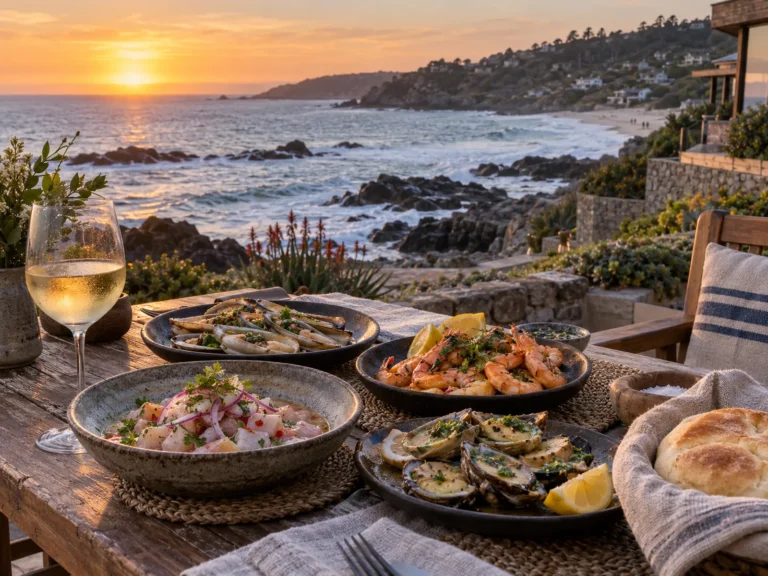 Mariscos frente al mar