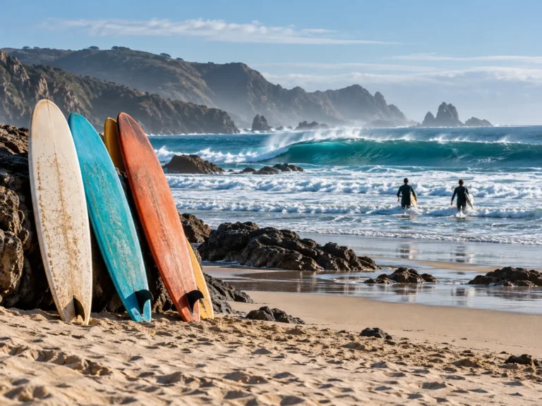 Tablas de surf en la playa